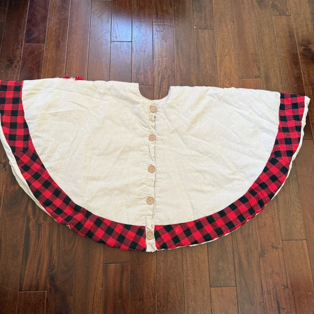 Martha Stewart‎ Christmas Tree Skirt Buffalo Plaid Deer Rustic Farmhouse 48